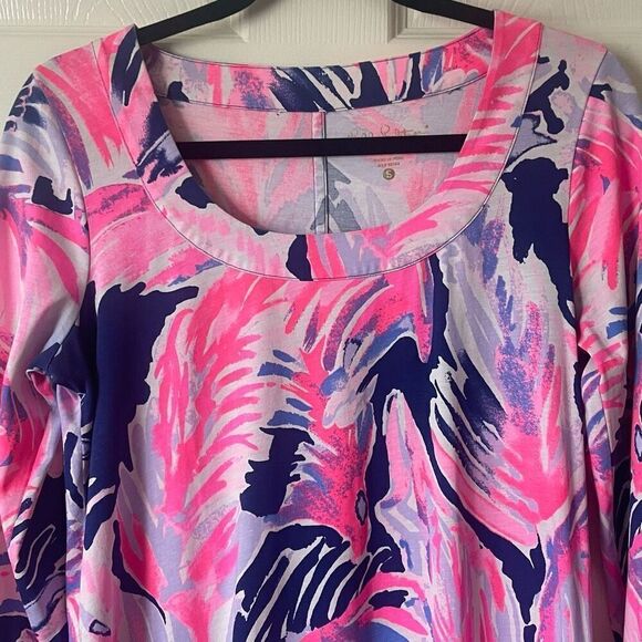 Lilly Pulitzer Merritt Pima Cotton Shift Dress Pink and Blue Size Small - Picture 3 of 12
